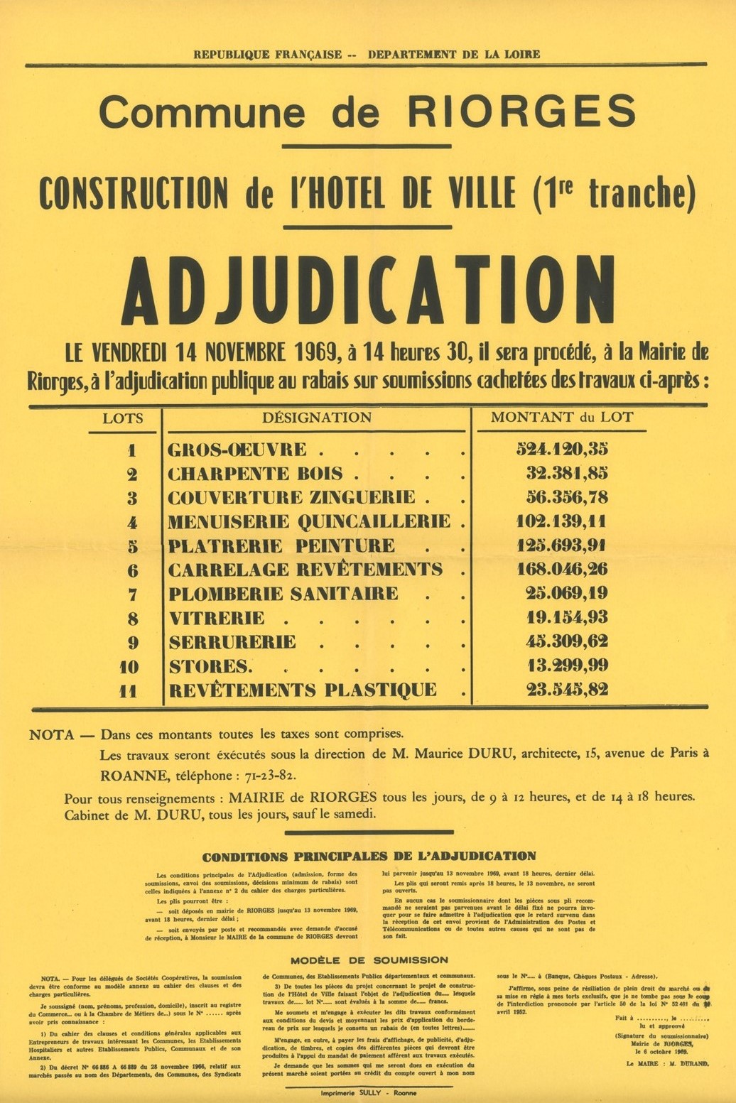 19691114 AfficheAdjudicationTravaux